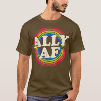 Vintage Gay Pride Month LGBT Rainbow Ally AF Tee M