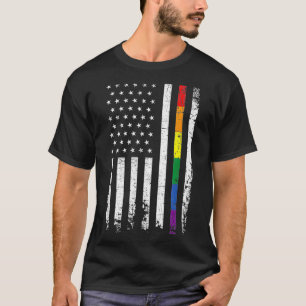 Vintage Gay Rainbow Pride LGBT American Flag Parad T-Shirt