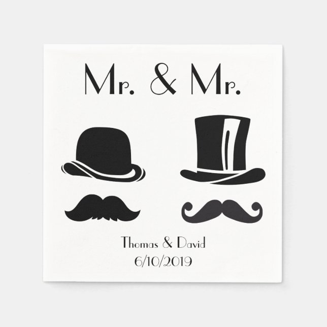 Vintage Gay Wedding Napkins (Front)