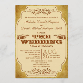 Vintage Gay Wedding Theatre Production Invitation