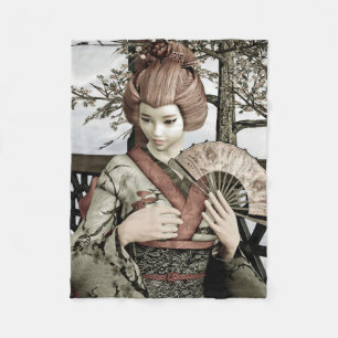 Vintage Geisha Fleece Blanket