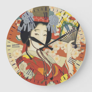 Vintage Geisha Large Clock