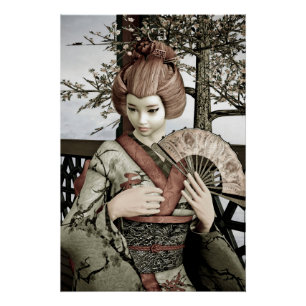 Vintage Geisha Poster