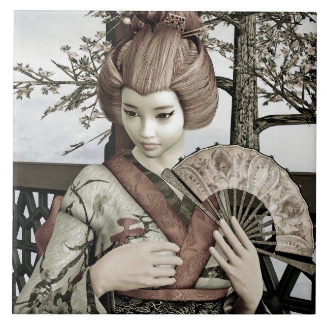Vintage Geisha Tile (Front)