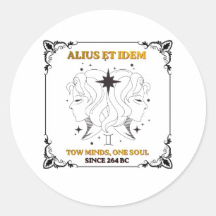 Vintage Gemini Zodiac tarot card poster  Classic Round Sticker