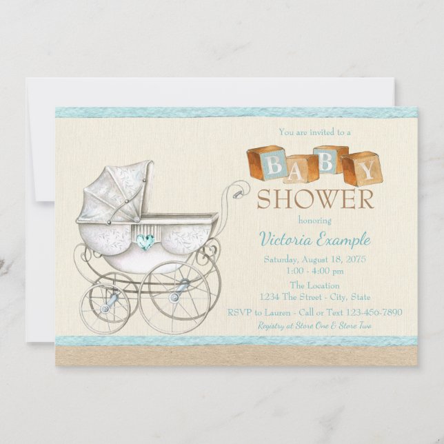 Vintage Gender Neutral Baby Shower Invitations (Front)