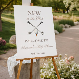 Vintage Gender Neutral Beige Bow Golf Baby Shower Poster