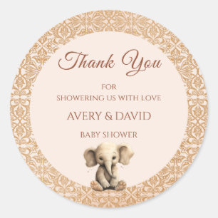 Vintage Gender Neutral Beige Classic Baby Shower Classic Round Sticker