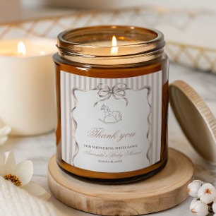 Vintage Gender Neutral Rocking Horse Baby Shower Square Sticker