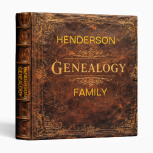 Vintage Genealogy Burgundy Aged Leather Binder