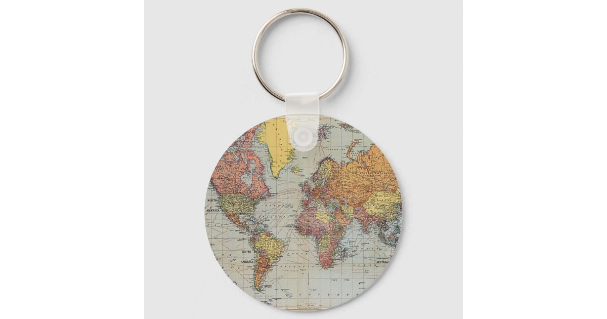 Vintage General Map of the World Keychain | Zazzle
