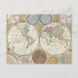 Vintage General Map of the World Postcard