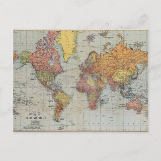 Vintage General Map of the World Postcard