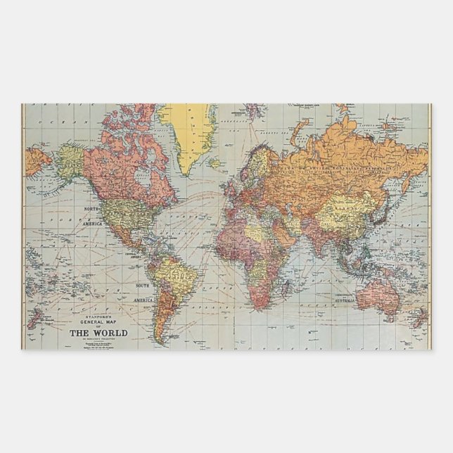 Vintage General Map of the World Sticker (Front)