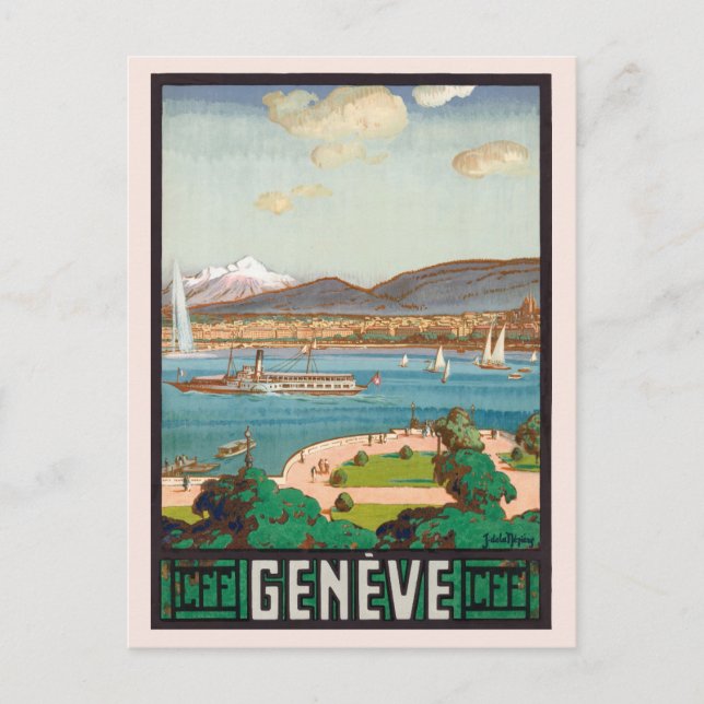 Vintage Geneva Switzerland Swiss Travel Postcard (Front)