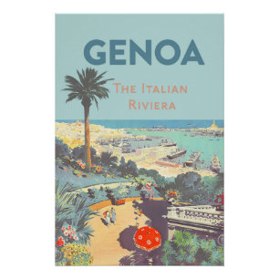 Vintage Genoa Italian Riviera Travel Poster 1931 