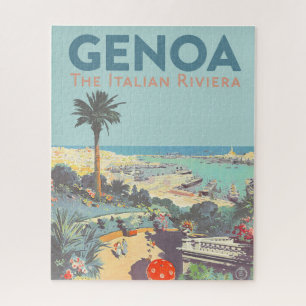 Vintage Genoa Italian Riviera Travel Poster 1931  Jigsaw Puzzle