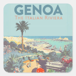 Vintage Genoa Italian Riviera Travel Poster 1931  Square Sticker