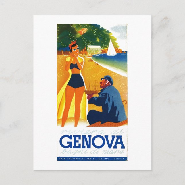 Vintage Genova Italy Tourism Postcard (Front)