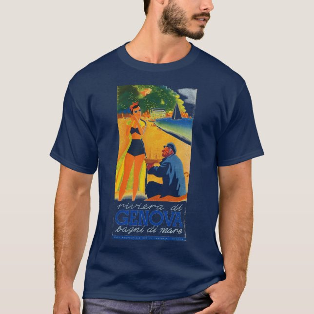 Vintage Genova Italy Tourism T-Shirt (Front)