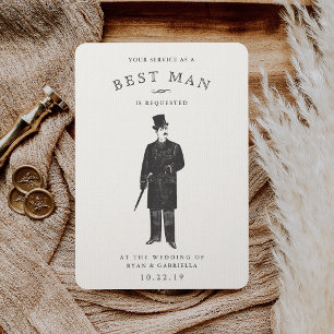 Vintage Gent Best Man Request Card