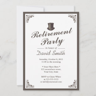 Vintage Gentleman Art Deco Border Retirement Party Invitation