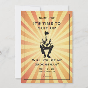 Vintage Gentleman suit groomsman  Invitation