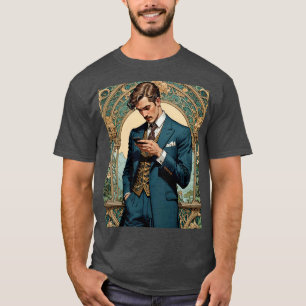 Vintage Gentleman Texting in Style T-Shirt