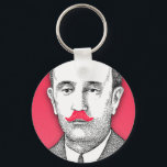 Vintage  Gentleman With Funny Pink Moustache Keychain<br><div class="desc">A vintage black and white gentleman with funny girly pink moustache on pink background A cool retro design with a geek 80s funny pink moustache on a cute pink  texture background. The perfect humour gift idea for him or for her.</div>