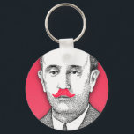 Vintage  Gentleman With Funny Pink Moustache Keychain<br><div class="desc">A vintage black and white gentleman with funny girly pink moustache on pink background A cool retro design with a geek 80s funny pink moustache on a cute pink  texture background. The perfect humour gift idea for him or for her.</div>