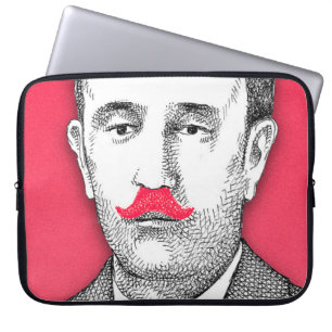 Vintage  Gentleman With Funny Pink Moustache Laptop Sleeve
