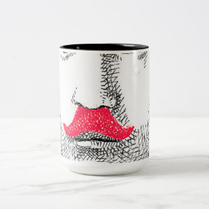 Vintage  Gentleman With Funny Pink Moustache Two-Tone Coffee Mug