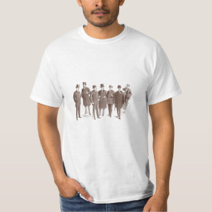 Vintage Gentlemen 1800s Men's Fashion Brown White T-Shirt