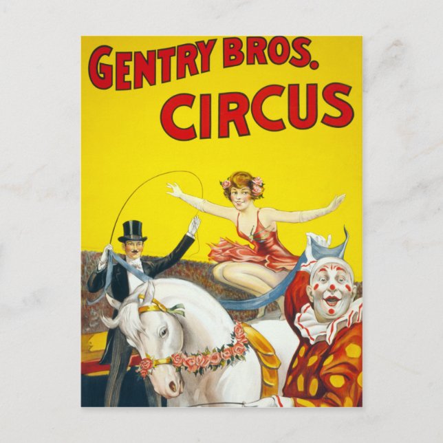 Vintage Gentry Brothers Circus Poster Postcard (Front)