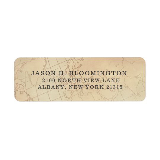 Vintage Geography Map | Return Address Return Address Label