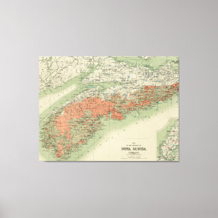 Vintage Geological Map of Nova Scotia (1906) Canvas Print