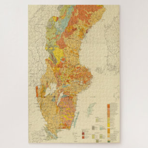 Vintage Geological Map of Sweden (1910) Jigsaw Puzzle