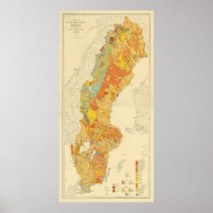 Vintage Geological Map of Sweden (1910) Poster