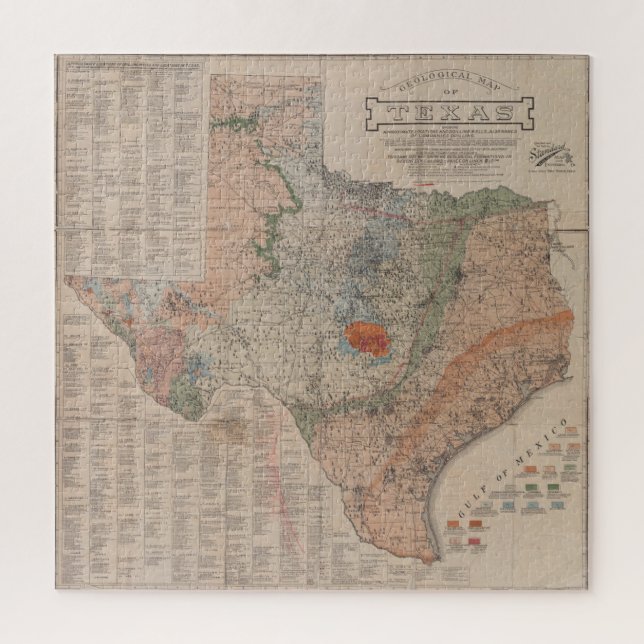 Vintage Geological Map of Texas (1920) Jigsaw Puzzle (Vertical)