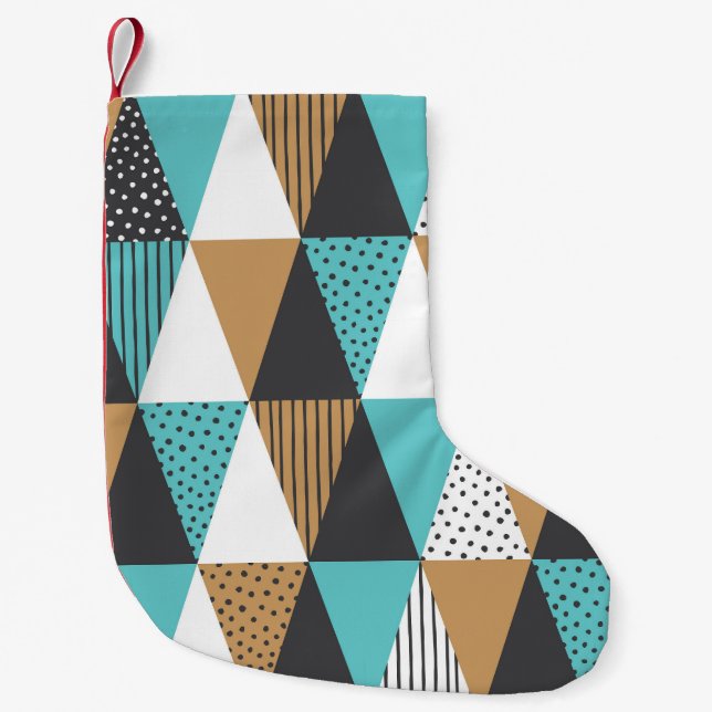 Vintage Geometric: Abstract Illustration. Small Christmas Stocking (Front)
