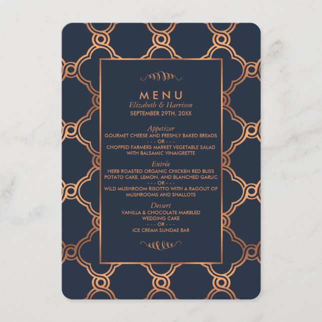 Vintage Geometric Art Deco Gatsby Wedding Menu (Front)