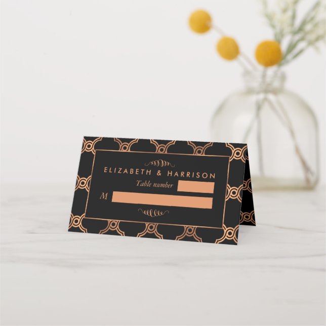 Vintage Geometric Art Deco Gatsby Wedding Place Card (Front)
