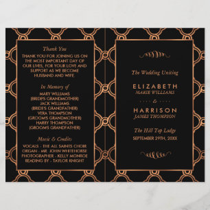 Vintage Geometric Art Deco Gatsby Wedding Program