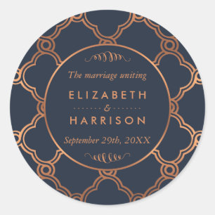 Vintage Geometric Art Deco Gatsby Wedding Thanks Classic Round Sticker