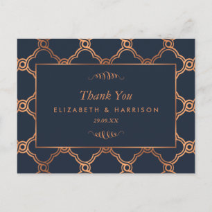 Vintage Geometric Art Deco Gatsby Wedding Thanks Postcard