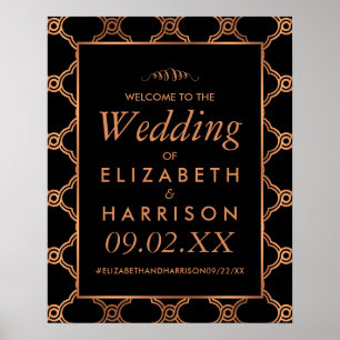 Vintage Geometric Art Deco Gatsby Wedding Welcome Poster