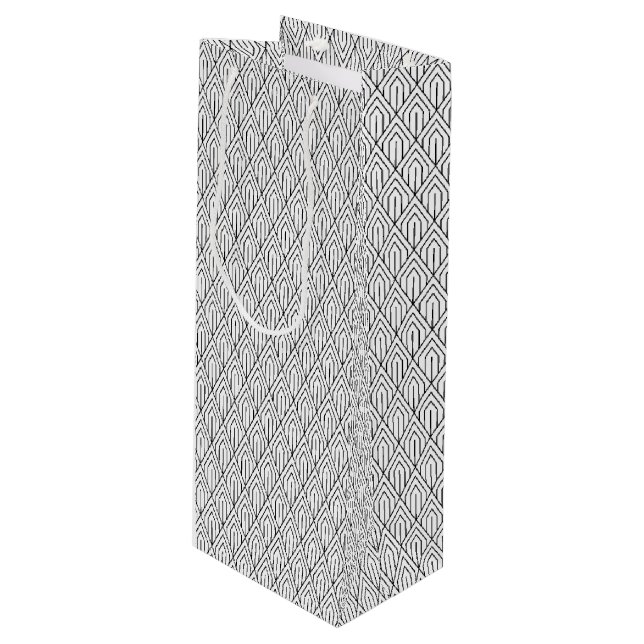 Vintage Geometric Art Deco Pattern  Wine Gift Bag (Front Angled)