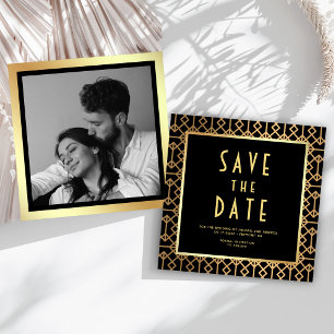 Vintage Geometric Art Deco Style Photo Wedding Save The Date