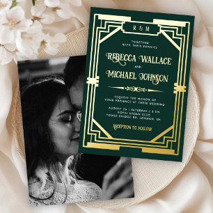 Vintage Geometric Art Deco Wedding Emerald Gold