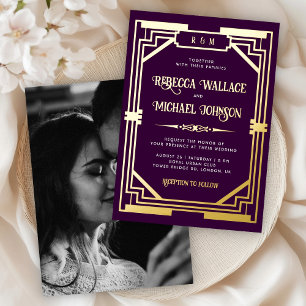 Vintage Geometric Art Deco Wedding Purple Gold